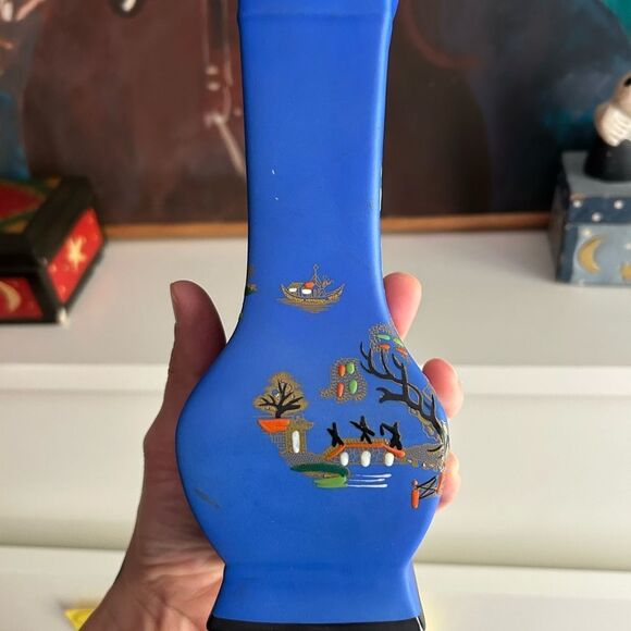 Blue Decorative Vase with Asian Art Design - Picture 14 of 15